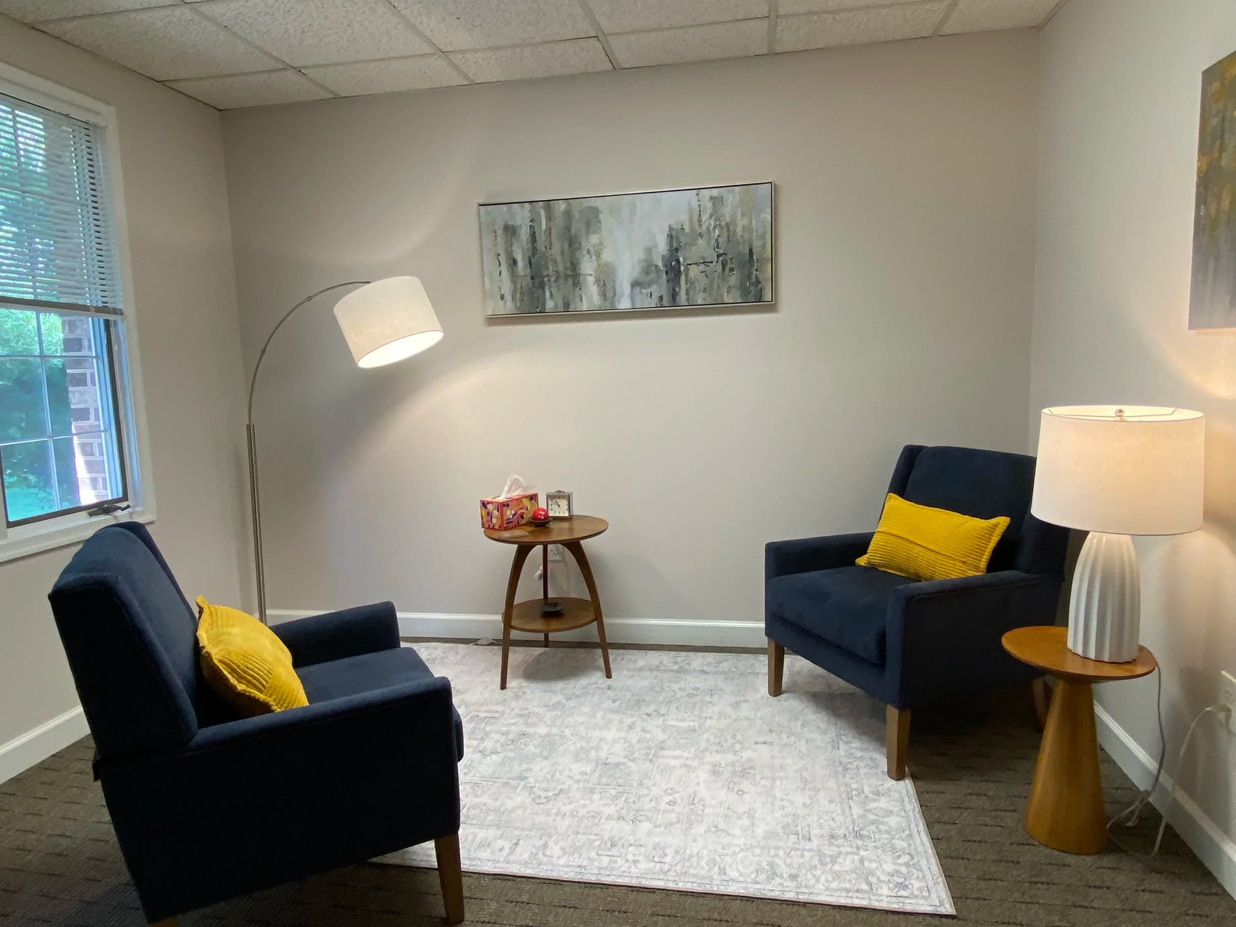 Comfortable seating in our Reston office, ready for a conversation